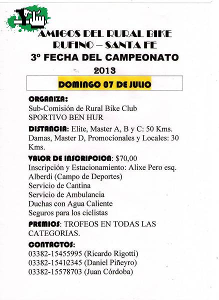 Rural Bike en Rufino...Fecha 3... Campeonato 2013.