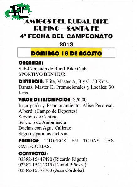 Rural Bike en Rufino...Fecha 4... Campeonato 2013.
