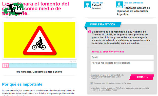 Una buena para los ciclistas en La Plata, Buenos Aires, Argentina