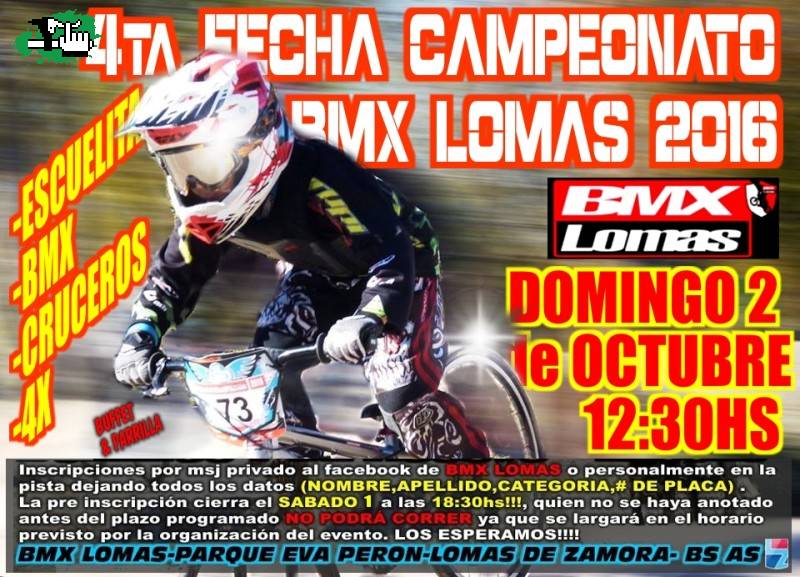 4 FECHA CAMPEONATO BMX LOMAS 2016